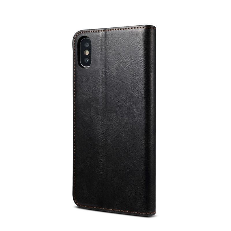 Flip Kožené Pouzdro Folio Iphone X /  XS Umělá Voskovaná Kůže