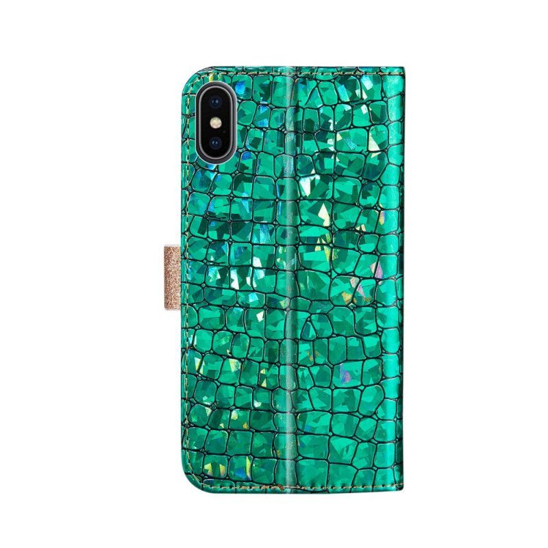 Flipové Pouzdro Iphone X /  XS Kroko Diamanty