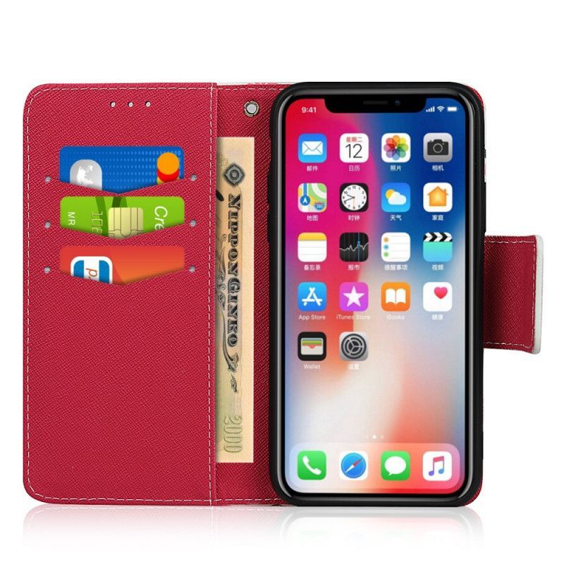 Flipové Pouzdro Iphone X /  XS Popruhové Kvítky