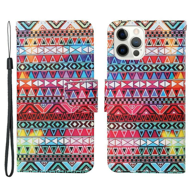 Flipové Pouzdro Na Iphone 13 Pro Patchwork S Popruhem