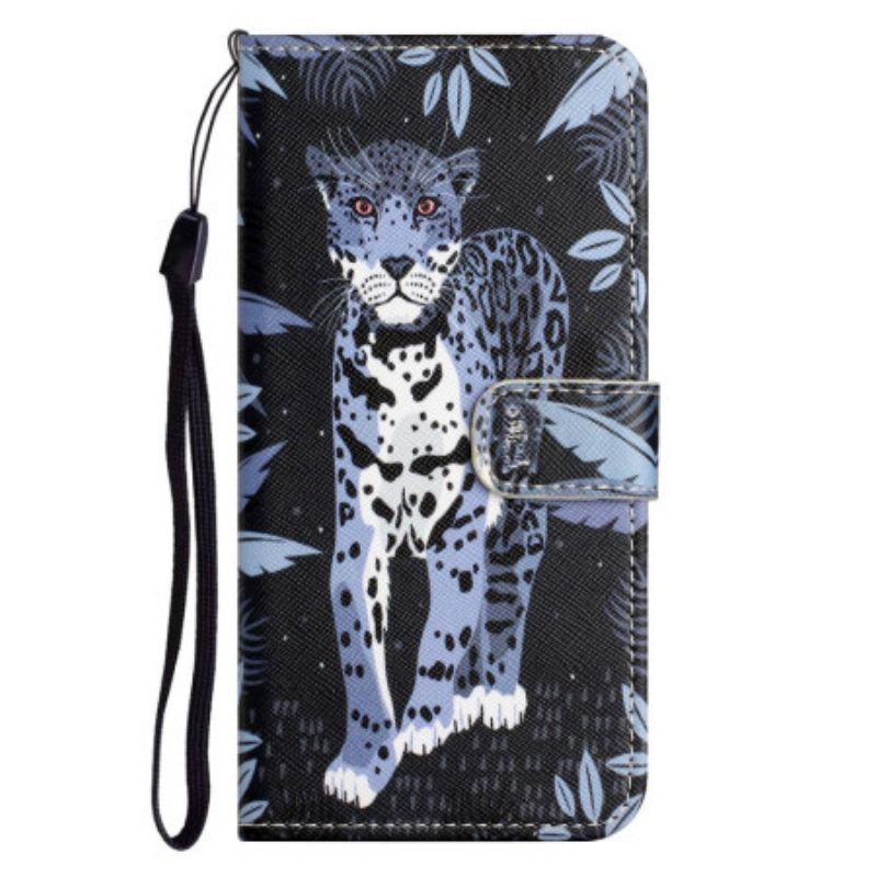 Flipové Pouzdro Na iPhone 14 Plus Na Lana Strappy Leopard