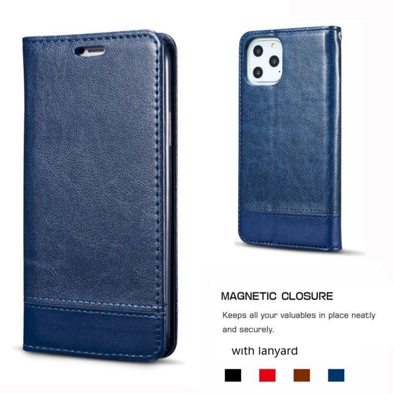 Kožené Pouzdro Folio Iphone 11 Jeden Steh