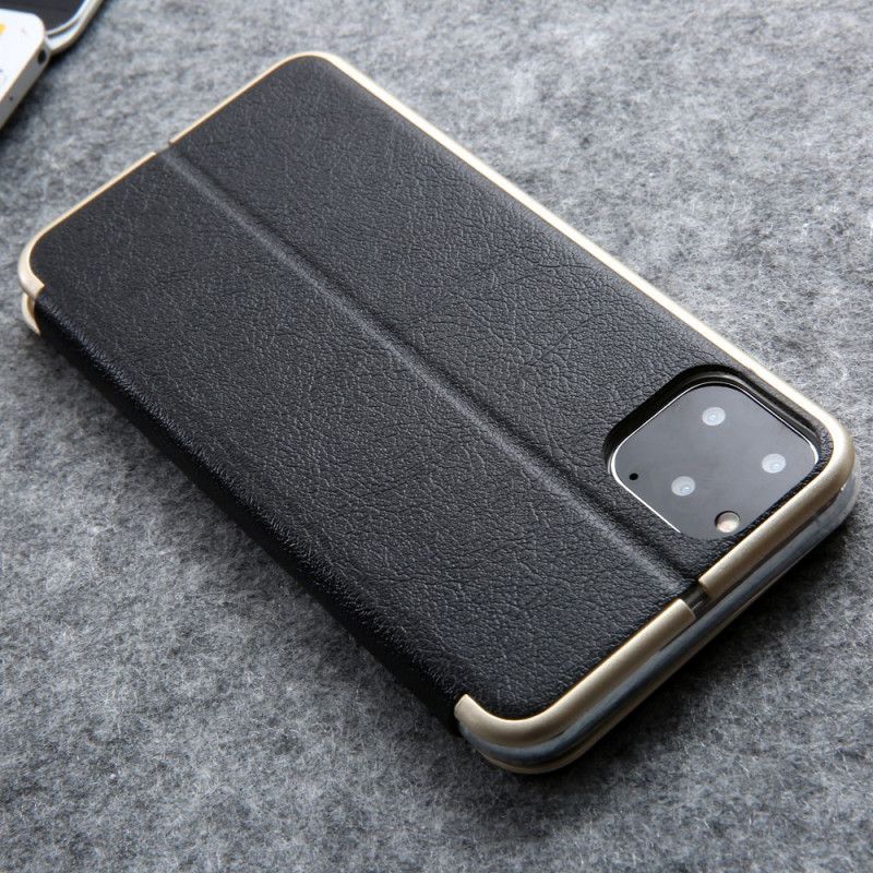 Kožené Pouzdro Folio Iphone 11 Pro Imitace Kůže cmai2 Kovové Hrany