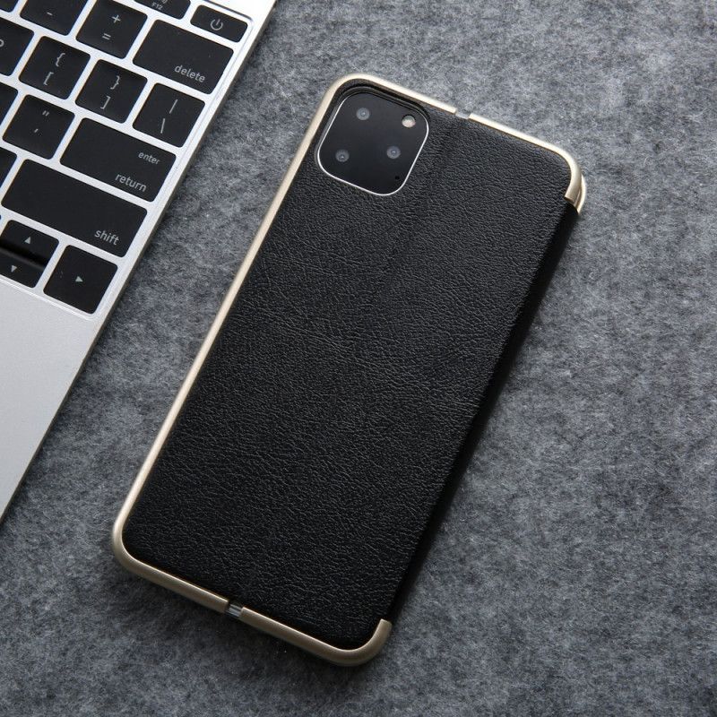 Kožené Pouzdro Folio Iphone 11 Pro Imitace Kůže cmai2 Kovové Hrany