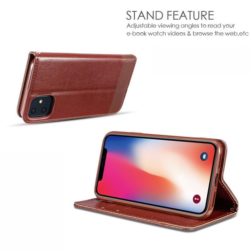 Kožené Pouzdro Folio Iphone 11 Pro Jeden Steh