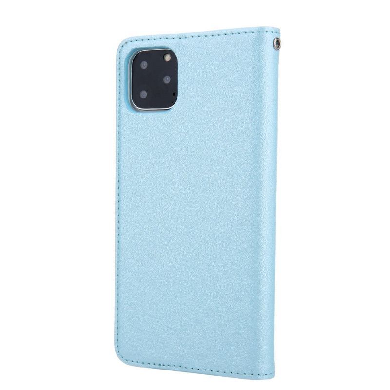 Kožené Pouzdro Folio Iphone 11 Pro Max Efekt Kůže S Hedvábnou Texturou