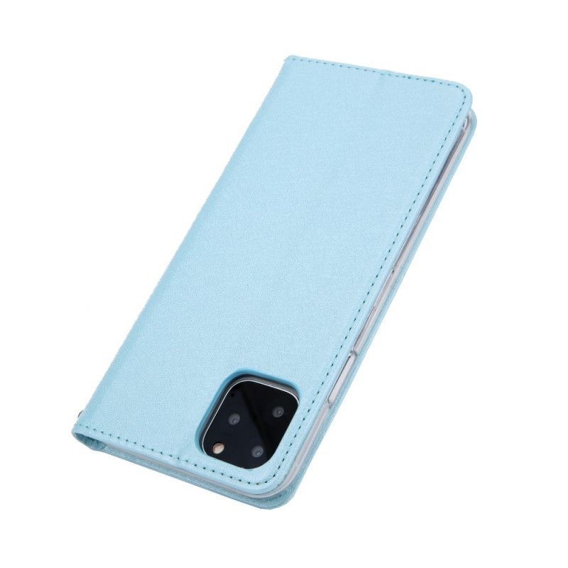 Kožené Pouzdro Folio Iphone 11 Pro Max Efekt Kůže S Hedvábnou Texturou