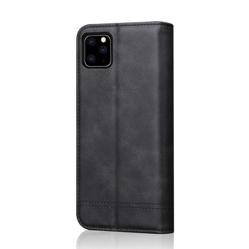 Kožené Pouzdro Folio Iphone 11 Pro Max Prošívání S Koženým Efektem