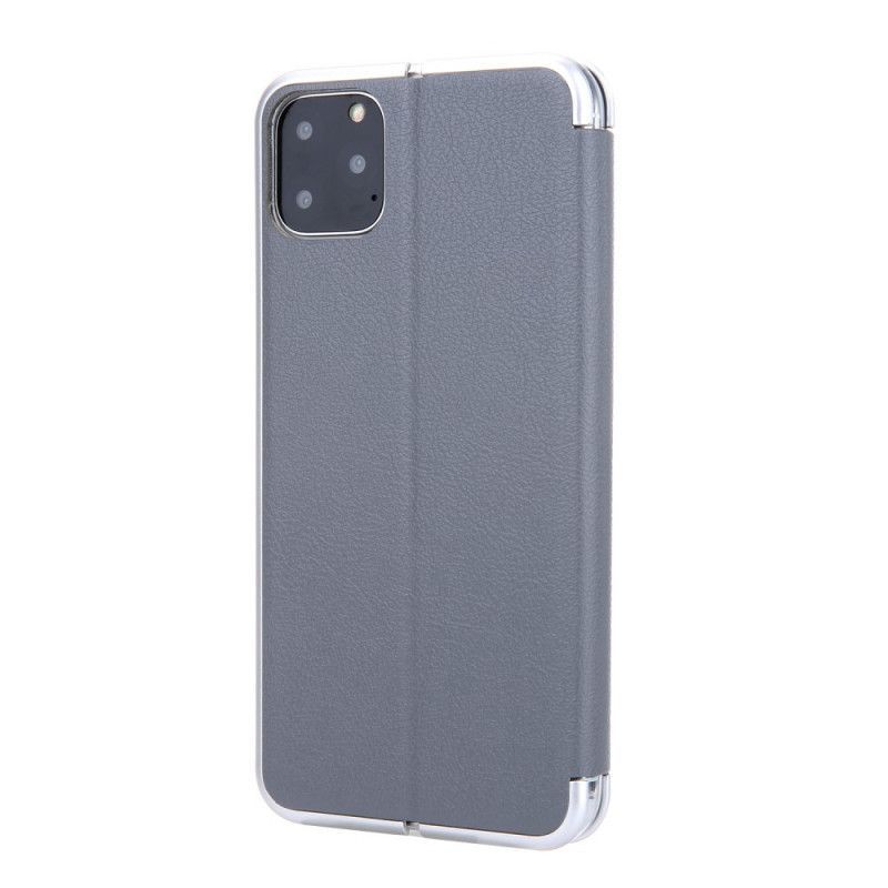 Kožené Pouzdro Folio Iphone 11 Pro Max Umělá Kůže S Kovovými Okraji