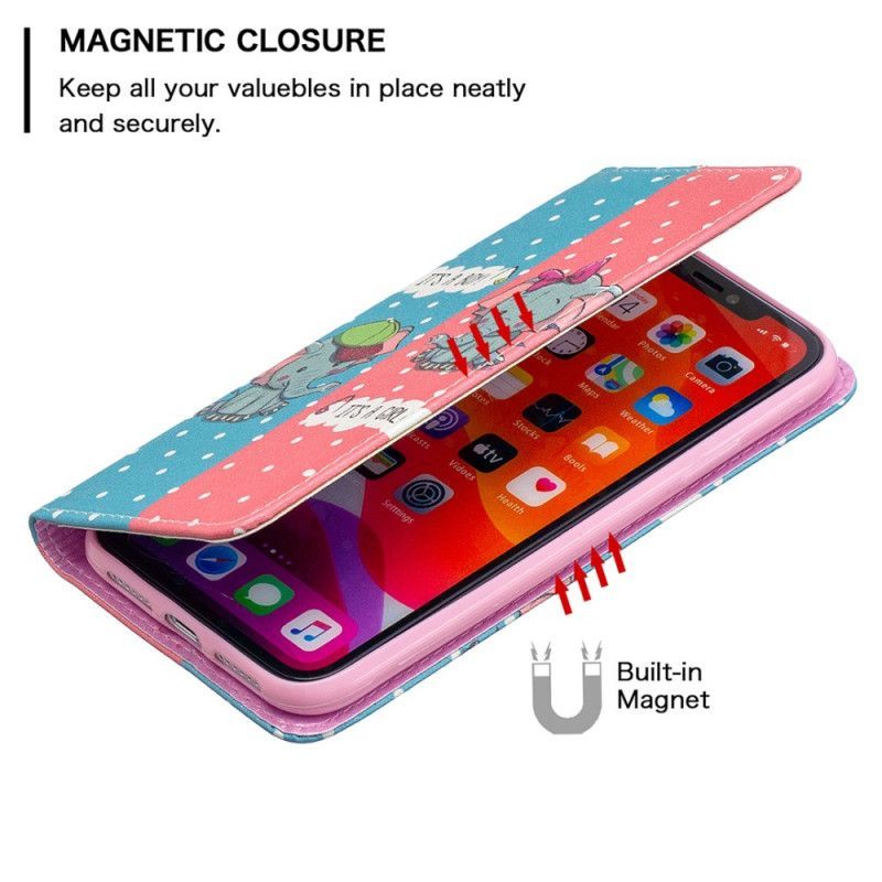 Kožené Pouzdro Folio Iphone 11 Slůňata