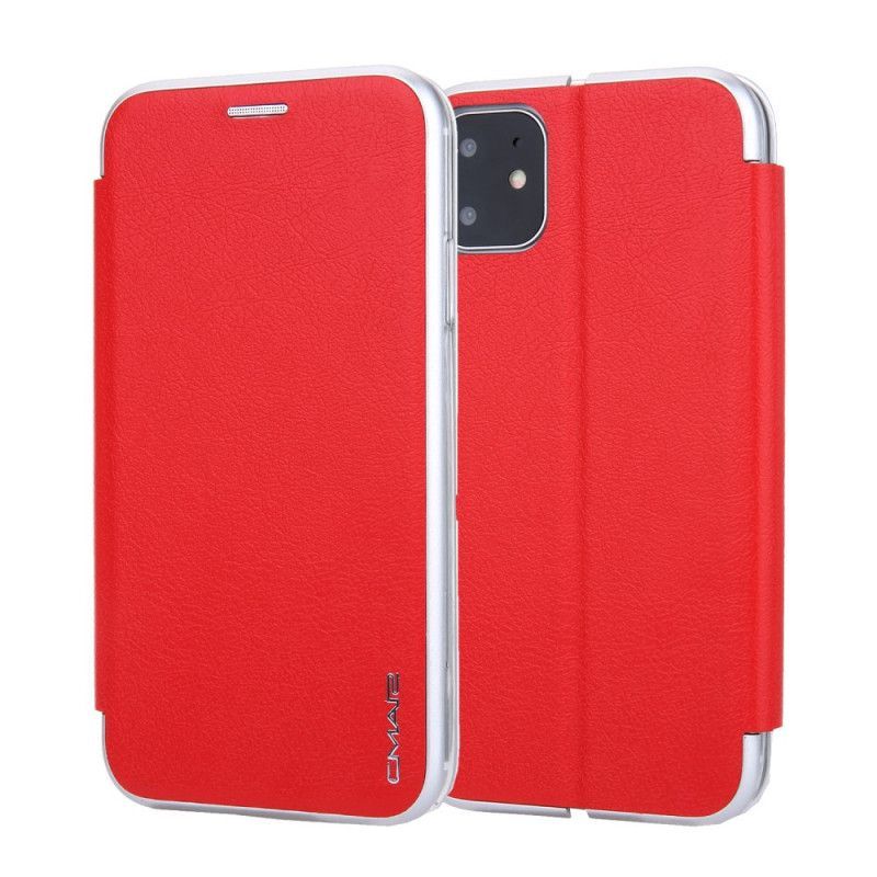 Kožené Pouzdro Folio Iphone 11 Umělá Kůže S Kovovými Okraji