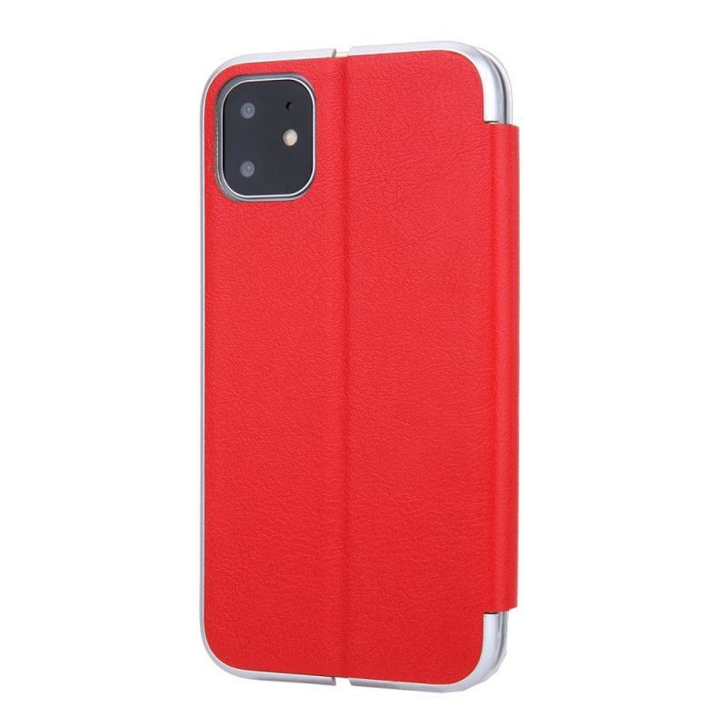 Kožené Pouzdro Folio Iphone 11 Umělá Kůže S Kovovými Okraji