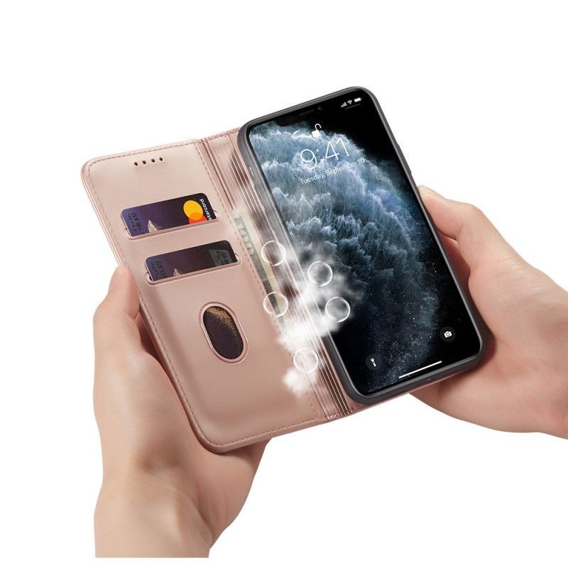 Kožené Pouzdro Folio Iphone 12 Pro Max Držák Podpůrné Karty