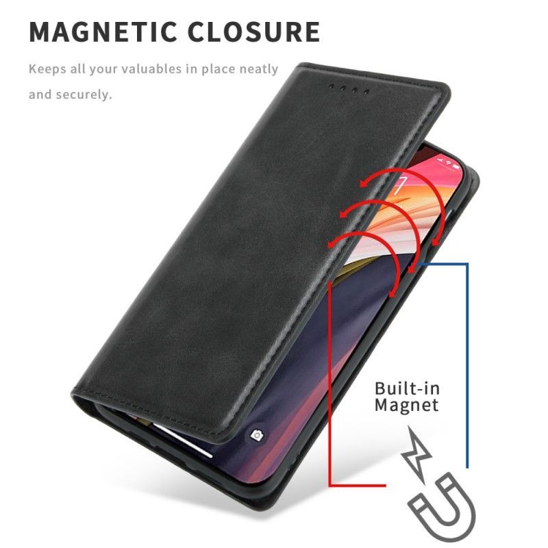 Kožené Pouzdro Folio Iphone 12 Pro Max Prémiové Prošívání Z Umělé Kůže