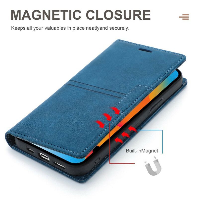 Kožené Pouzdro Folio Iphone 13 Kožená Magnetická Spona