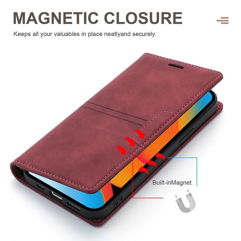 Kožené Pouzdro Folio Iphone 13 Pro Max Kožená Magnetická Spona