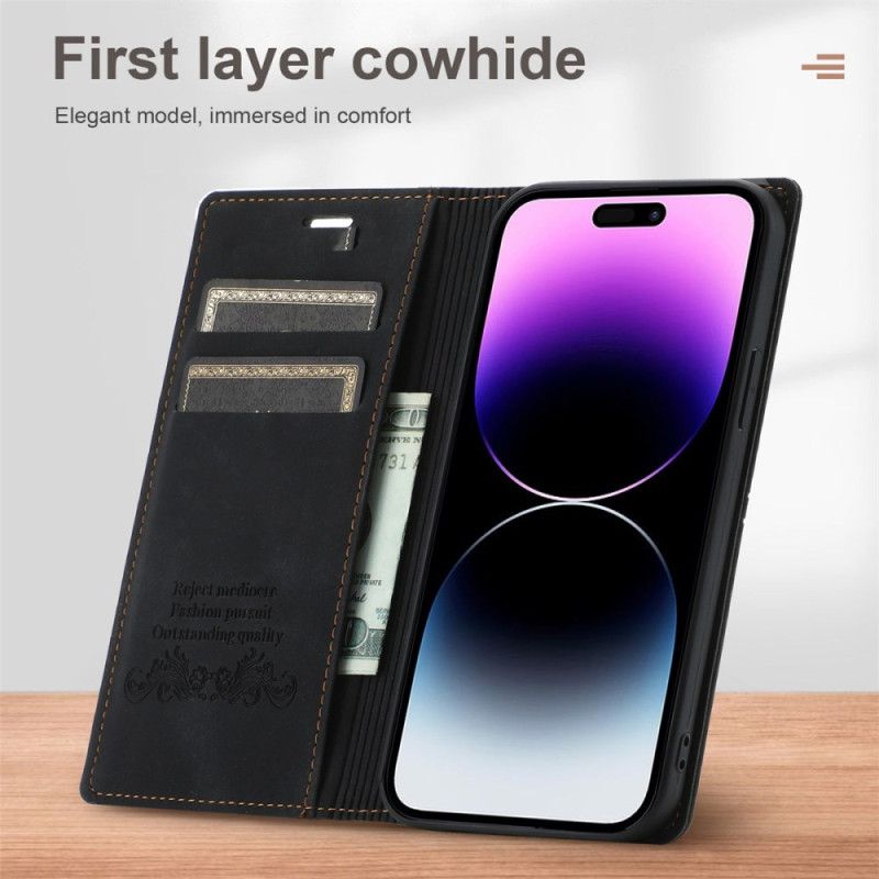 Kožené Pouzdro Folio iPhone 16 Pro Magnetický Uzávěr