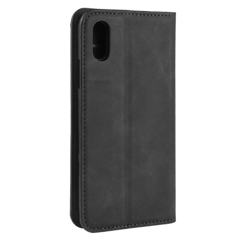 Kožené Pouzdro Folio Iphone X /  XS S Hedvábným Koženým Efektem