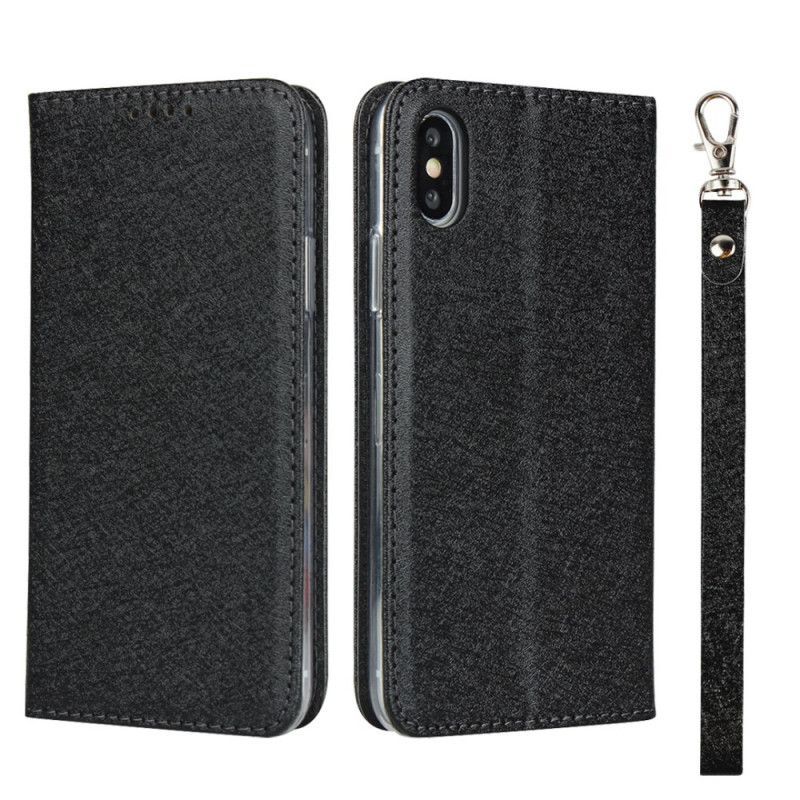 Kožené Pouzdro Folio Iphone X /  XS Styl Z Měkké Kůže S Páskem