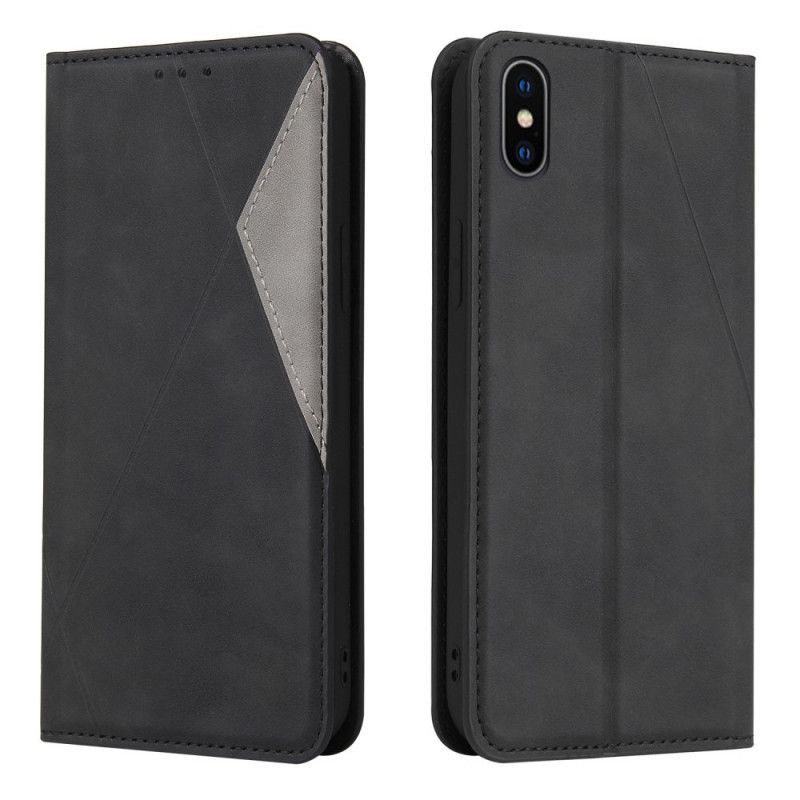 Kožené Pouzdro Folio Iphone X /  XS Trojúhelník S Hedvábným Dotykem