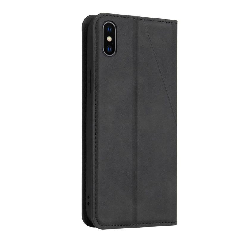 Kožené Pouzdro Folio Iphone X /  XS Trojúhelník S Hedvábným Dotykem