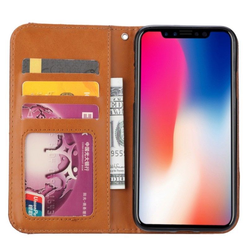 Kožené Pouzdro Folio Iphone Xr Držák Na Karty Z Umělé Kůže