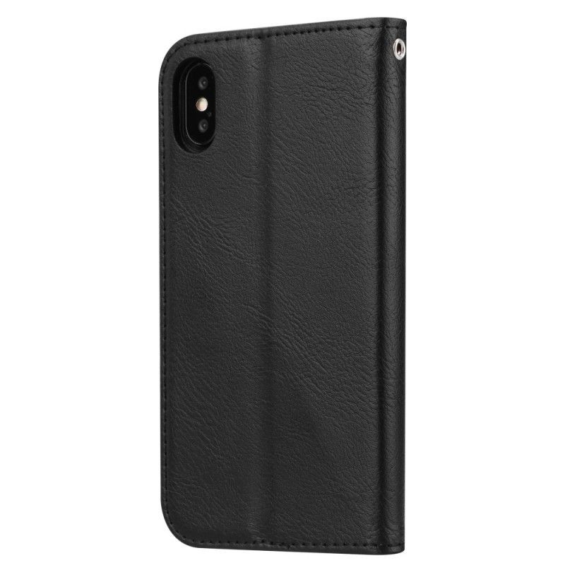 Kožené Pouzdro Folio Iphone  XS Držák Na Karty Z Umělé Kůže