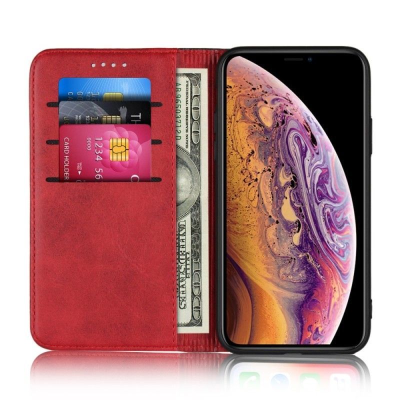 Kožené Pouzdro Folio Iphone  XS Dvoubarevný Kožený Efekt