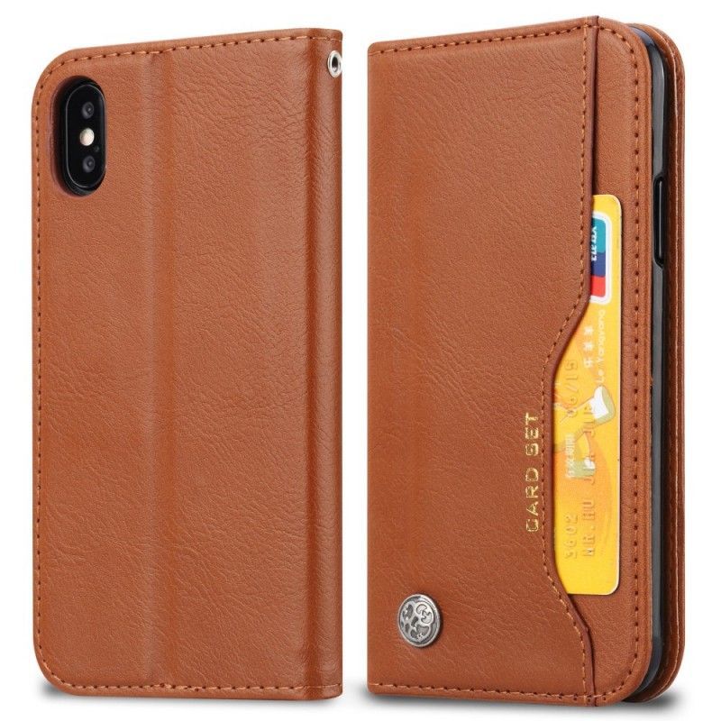 Kožené Pouzdro Folio Iphone  XS Max Držák Na Karty Z Umělé Kůže