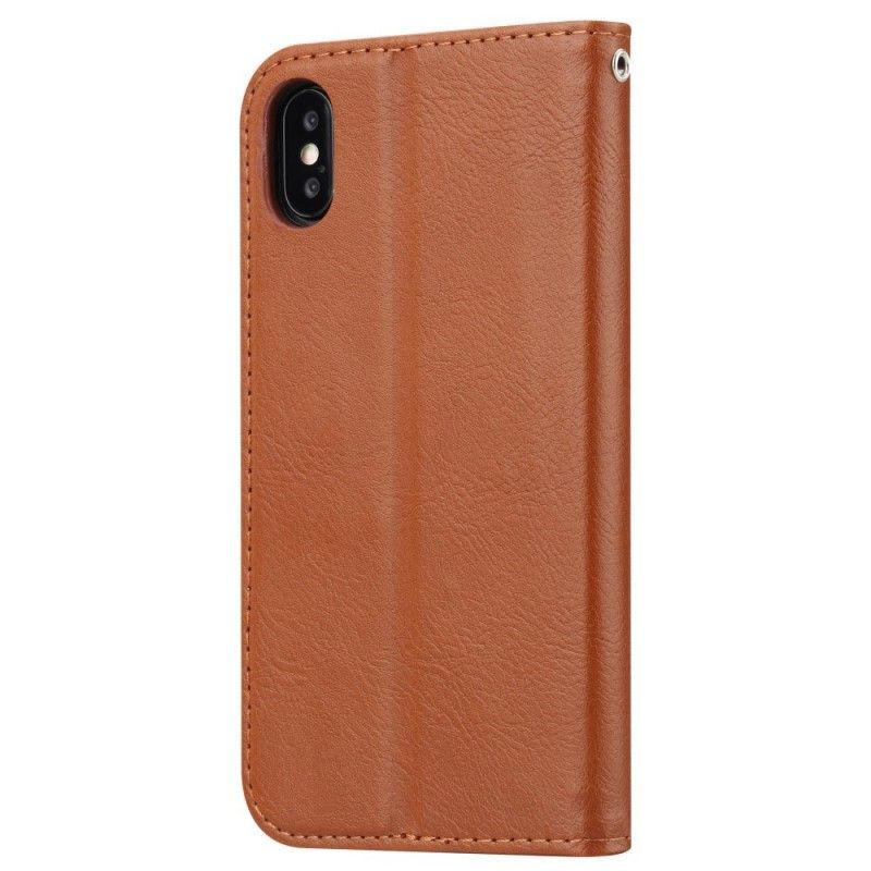 Kožené Pouzdro Folio Iphone  XS Max Držák Na Karty Z Umělé Kůže