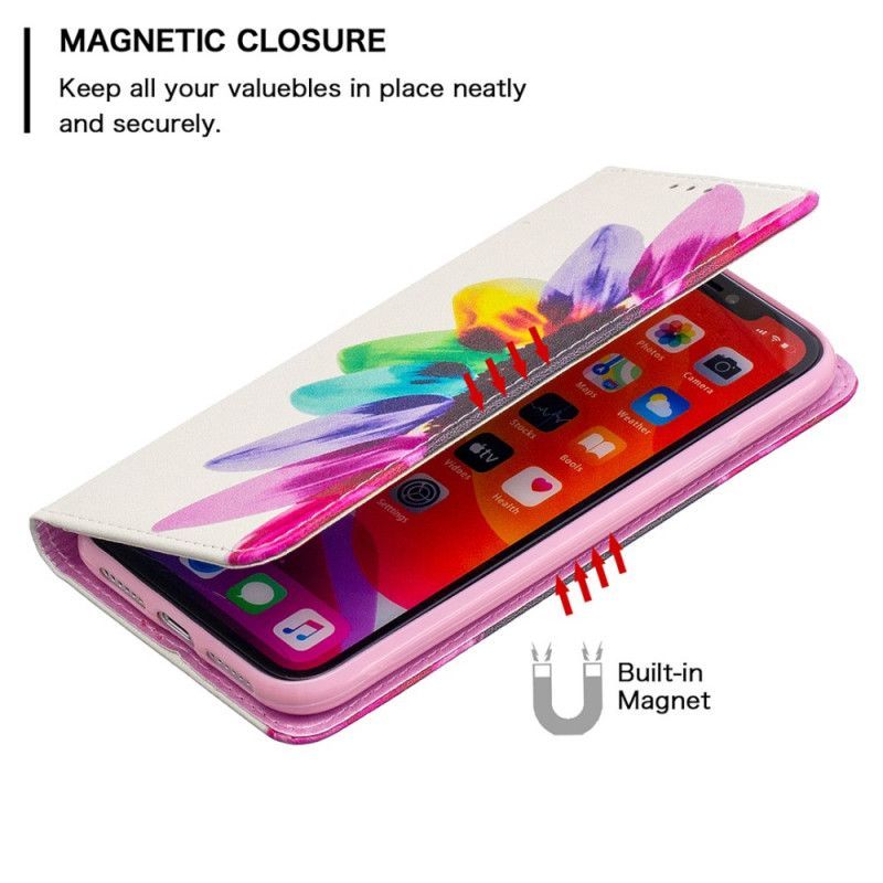 Kožené Pouzdro Folio Na Iphone 11 Akvarelová Květina