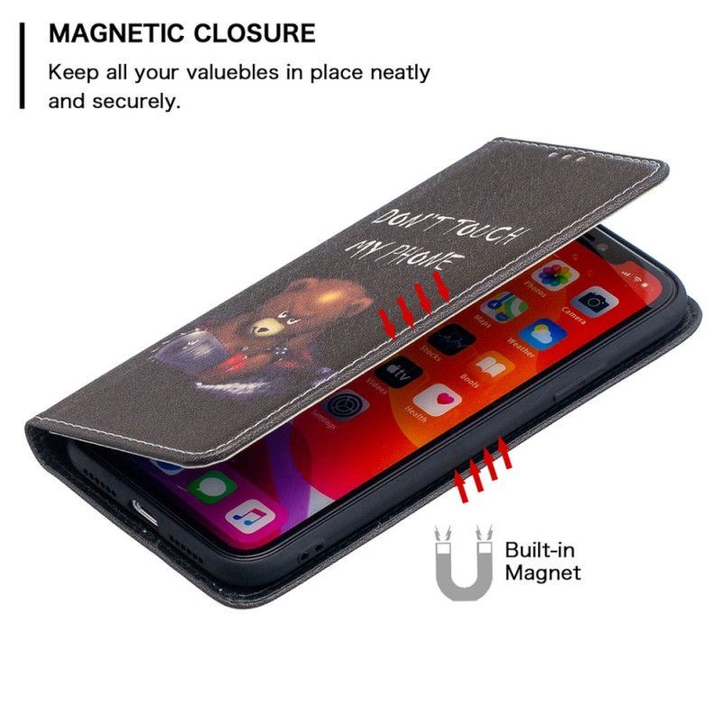 Kožené Pouzdro Folio Na Iphone 11 Nebezpečný Medvěd