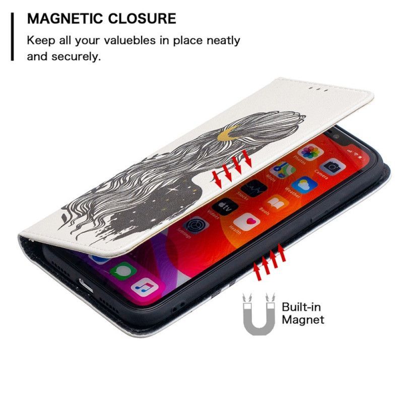 Kožené Pouzdro Folio Na Iphone 11 Pěkné Vlasy