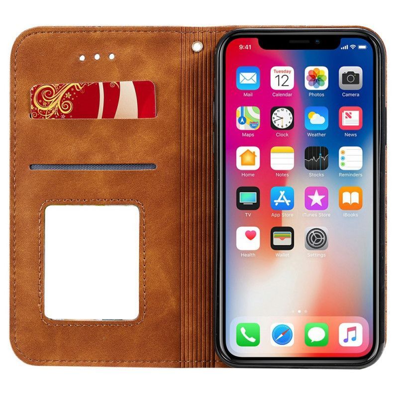 Kožené Pouzdro Folio Na Iphone X /  XS Barokní Květiny