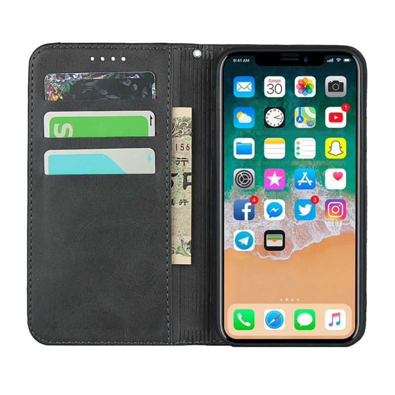 Kožené Pouzdro Folio Na Iphone X /  XS Dvoubarevný Kožený Efekt S Páskem