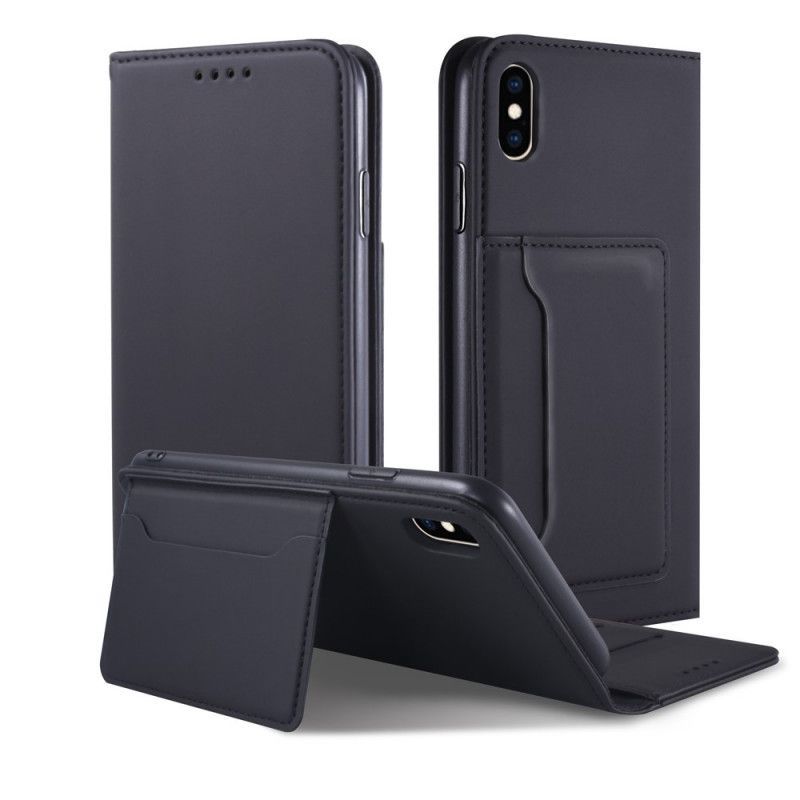 Kožené Pouzdro Folio Na Iphone  XS Max Držák Podpůrné Karty