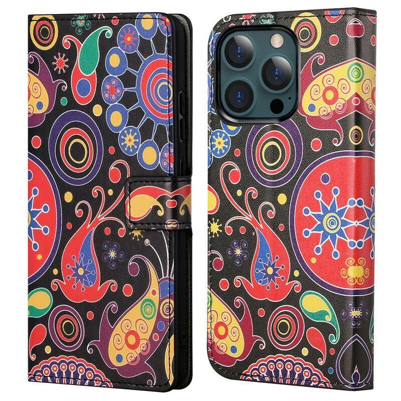 Kožené Pouzdro Na Iphone 13 Pro Max Design Galaxie