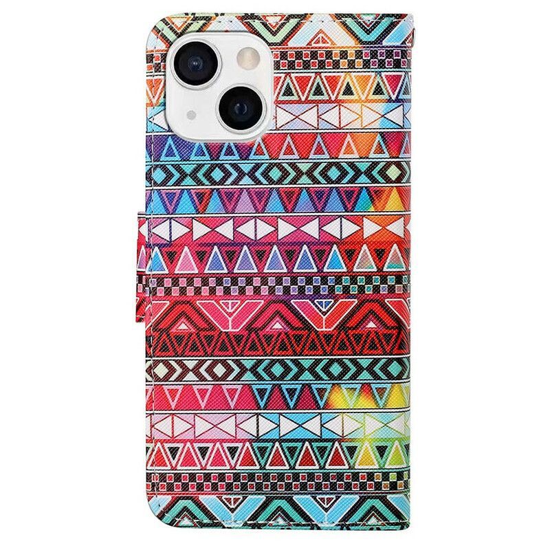 Kožený Kryt Iphone 13 Patchwork S Popruhem