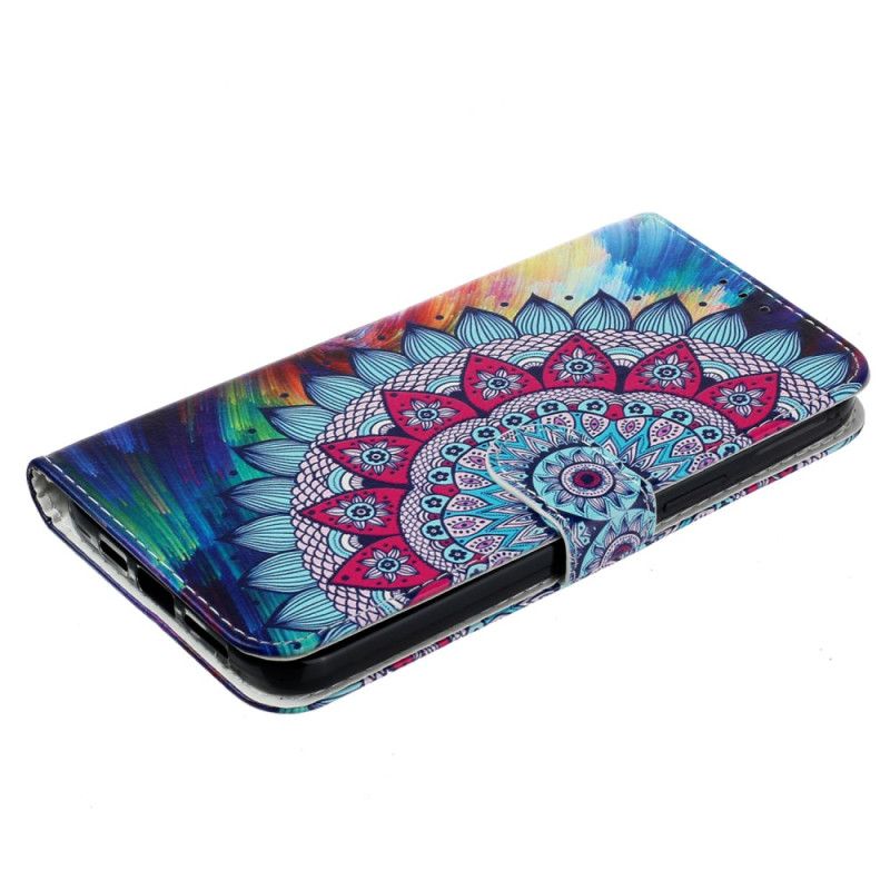 Kožený Kryt iPhone 16 Pro Max Mandala Květina S Popruhem