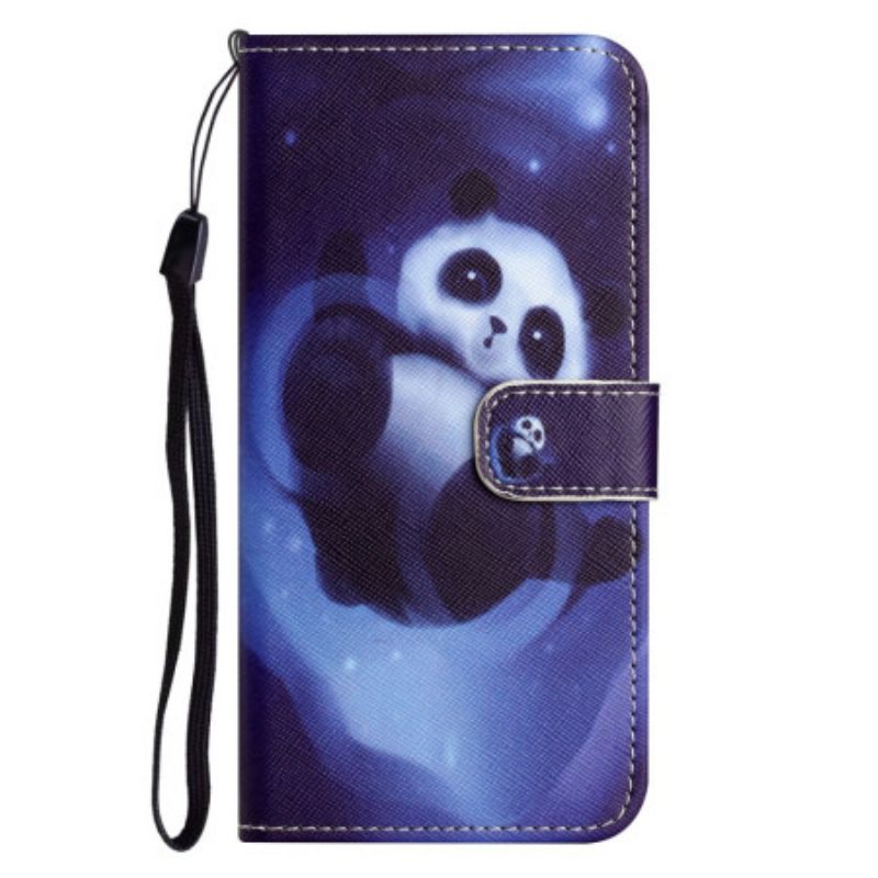 Kožený Kryt iPhone 16 Pro Max Popruh Space Panda