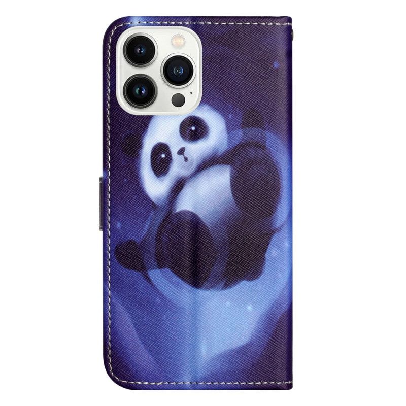 Kožený Kryt iPhone 16 Pro Max Popruh Space Panda