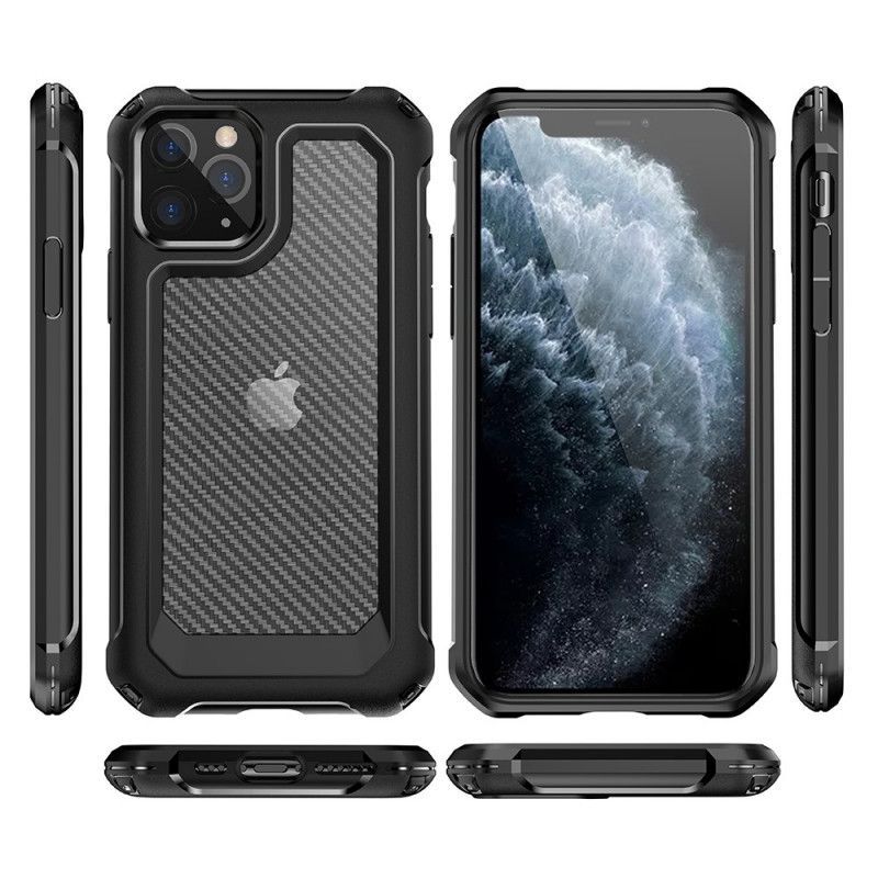 Kryt Iphone 11 Pro Max Transparentní Textura Uhlíkových Vláken