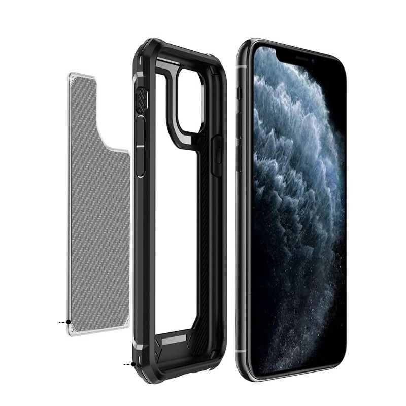 Kryt Iphone 11 Pro Max Transparentní Textura Uhlíkových Vláken