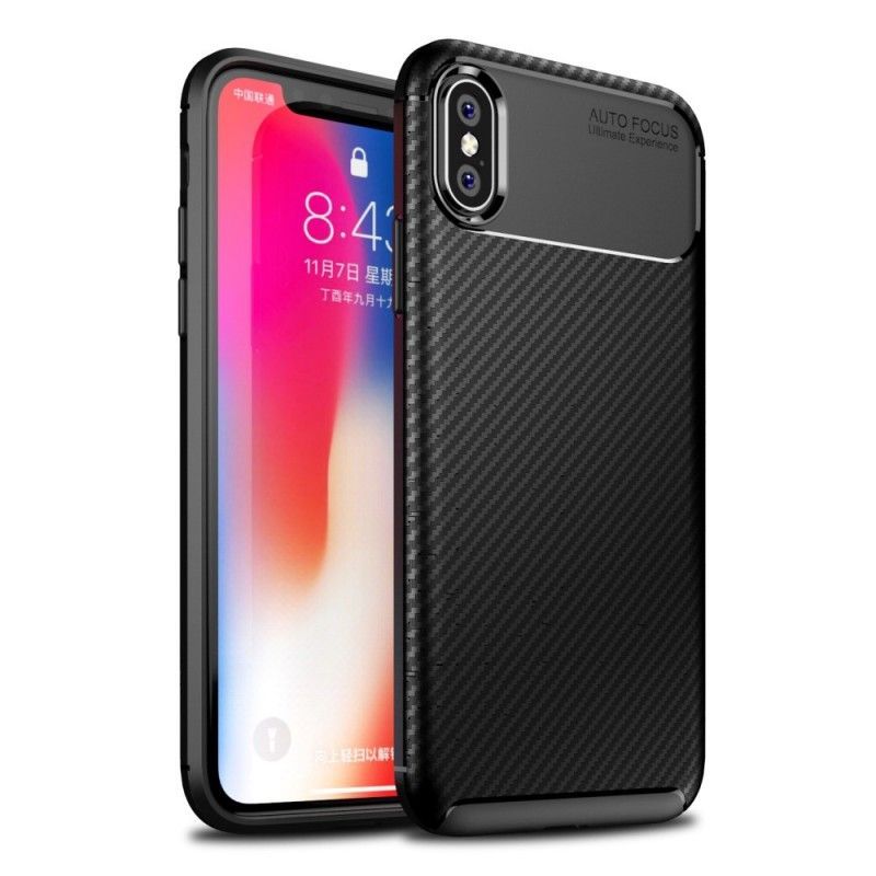 Kryt Iphone  XS Flexibilní Textura Uhlíkových Vláken