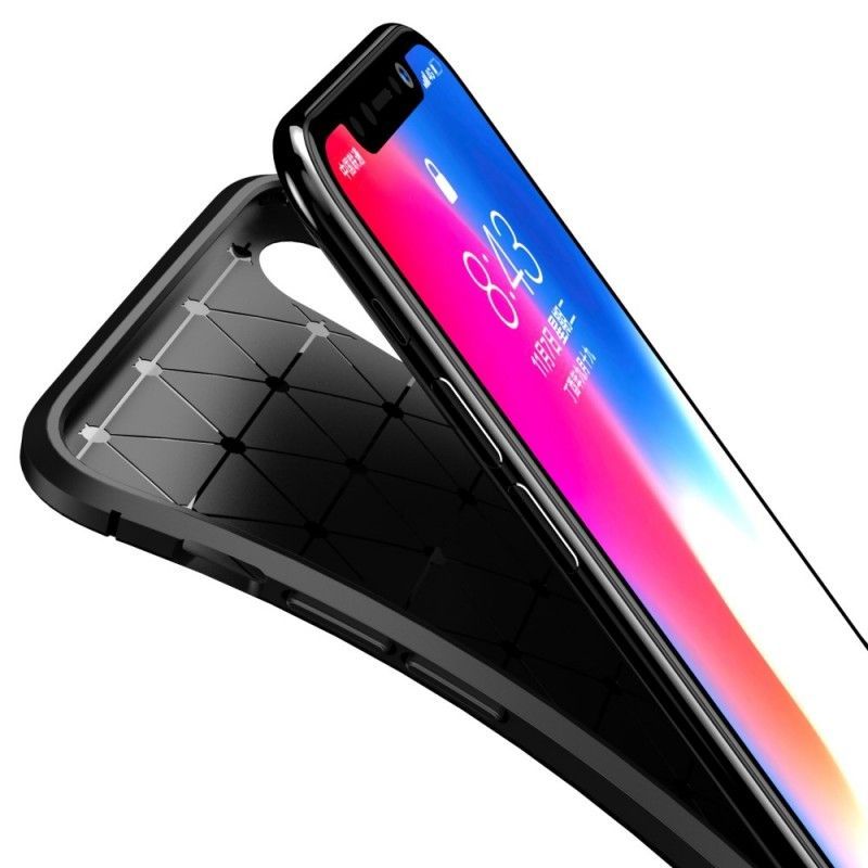 Kryt Iphone  XS Flexibilní Textura Uhlíkových Vláken