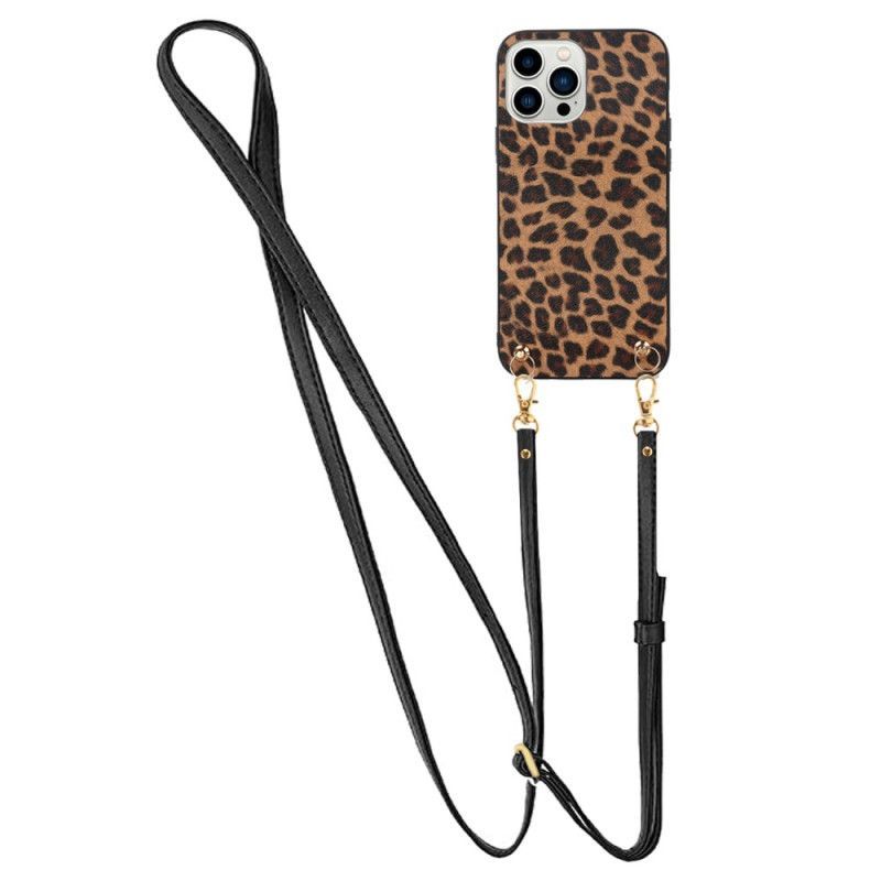 Kryt Na iPhone 14 Pro Leopard S Popruhem Přes Rameno