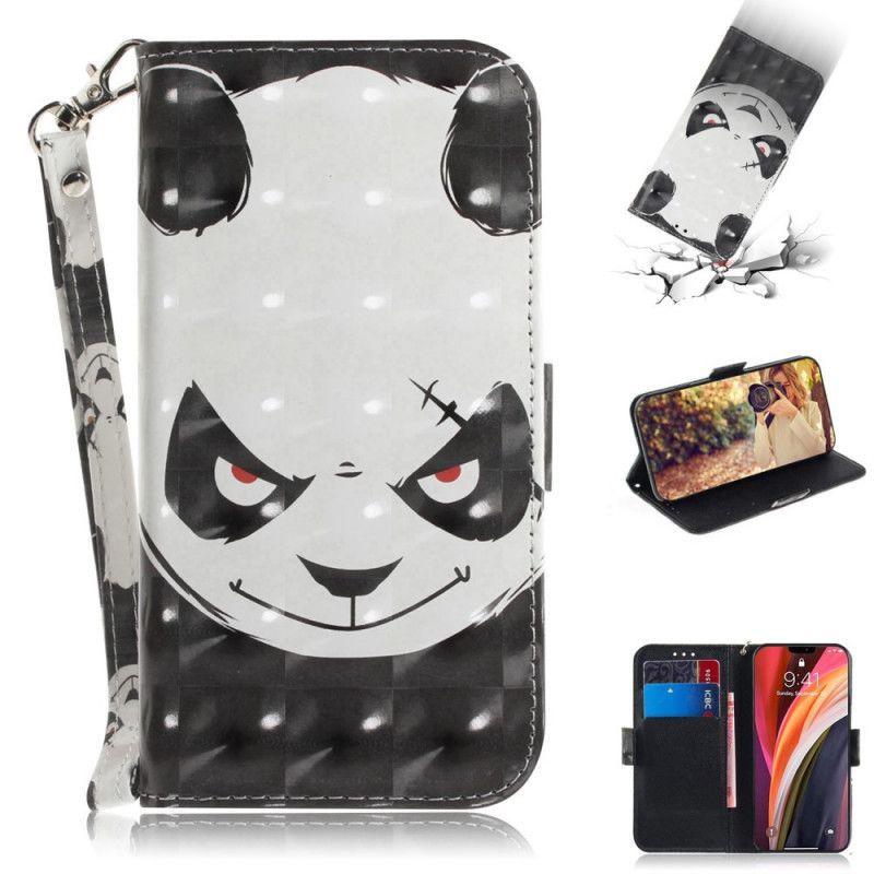 Peněženková Pouzdra Iphone 12 Pro Max Rozzlobená Panda S Popruhem