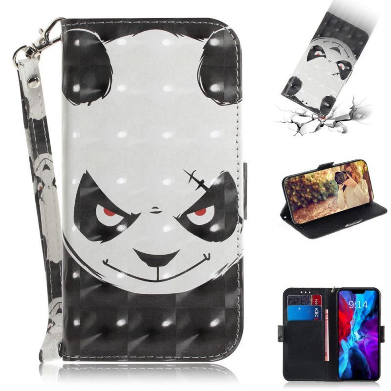 Peněženková Pouzdra Iphone 12 / 12 Pro Rozzlobená Panda S Popruhem