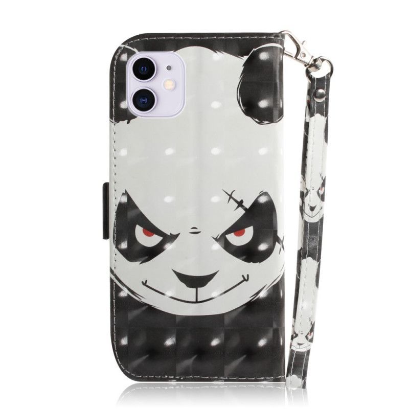 Peněženková Pouzdra Iphone 12 / 12 Pro Rozzlobená Panda S Popruhem