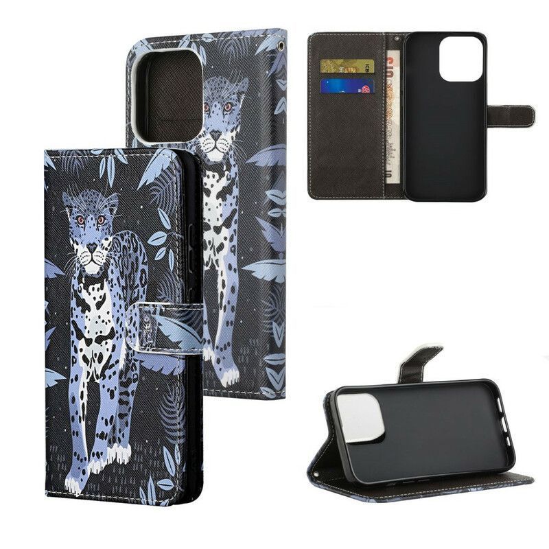 Peněženková Pouzdra Iphone 13 Tanga Leoparda